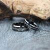 Claddagh Rings, Claddagh Wedding Rings, 2 Piece Couple Set Black Tungsten Bands with Beveled Edge Irish Celtic Knot Claddagh Wedding Bands