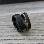 Couple Rings, Couple Wedding Bands, Matching Couple Rings, 3 Piece Wedding Ring Set, Black Wedding Rings, Black Wedding Bands, Bridal Rings - Image 5