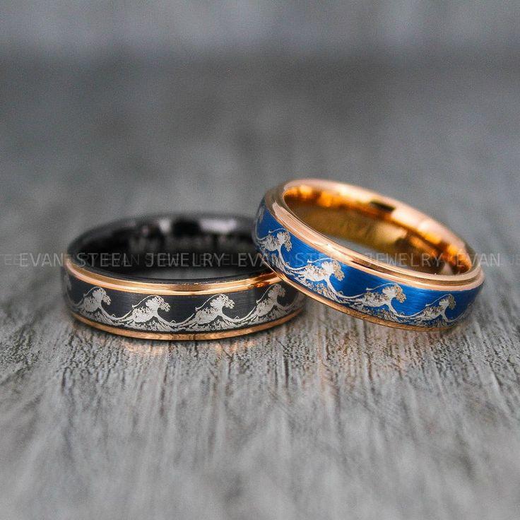 9df746c3596cac06abb8a294bfadc079 Couple Rings, Couple Wedding Bands, Couple Jewelry, Wave Ring, Ocean Wave Ring, Beach Jewelry, Matching Rings, His and Her Matching Rings - Image 1