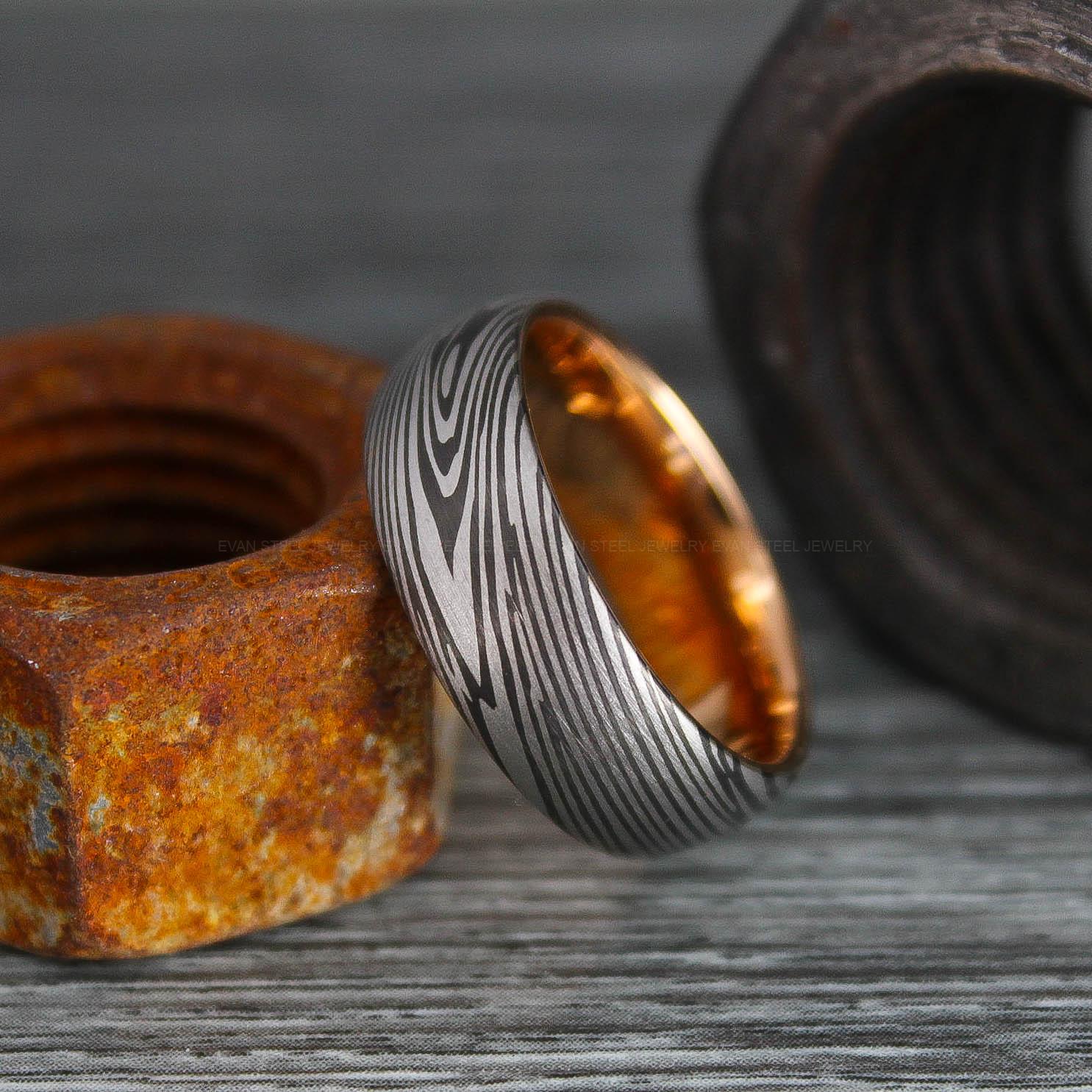 IMG_0334 Damascus Steel Rings, Damascus Steel Wedding Rings, Damascus Steel Wedding Bands, Black Wedding Ring, Black Damascus Steel Wedding Ring - Image 1