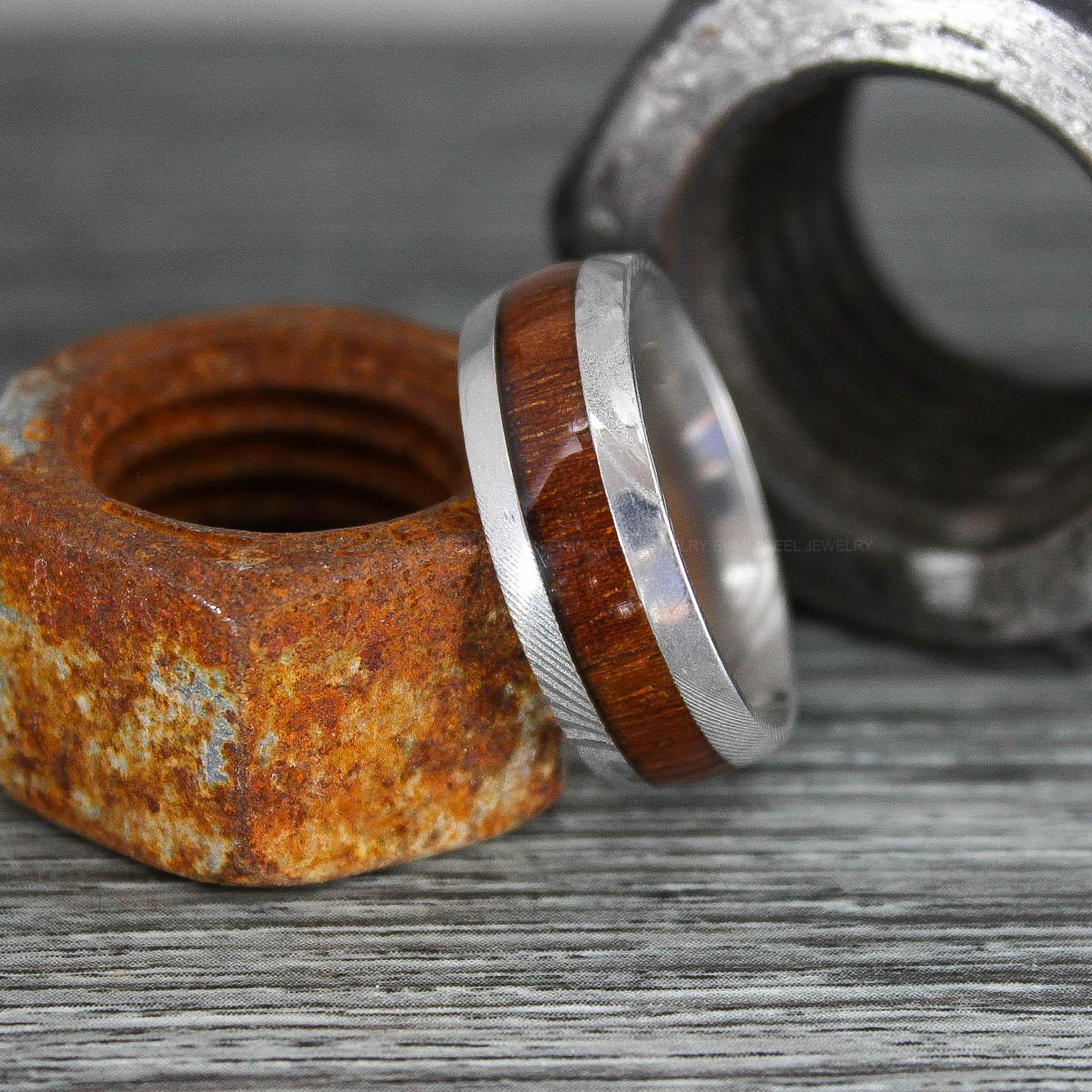 IMG_0341 Damascus Steel Ring, Damascus Steel Wedding Ring, Damascus Steel Wedding Band, Black Wedding Ring, Black Damascus Steel Wedding Ring - Image 1