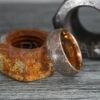 Damascus Steel Ring, Damascus Steel Wedding Ring, Damascus Steel Wedding Band, Rose Gold Wedding Ring, Rose Gold Damascus Steel Wedding Ring