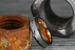 Damascus Steel Ring, Damascus Steel Wedding Ring, Damascus Steel Wedding Band, Black Wedding Ring, Black Damascus Steel Wedding Ring