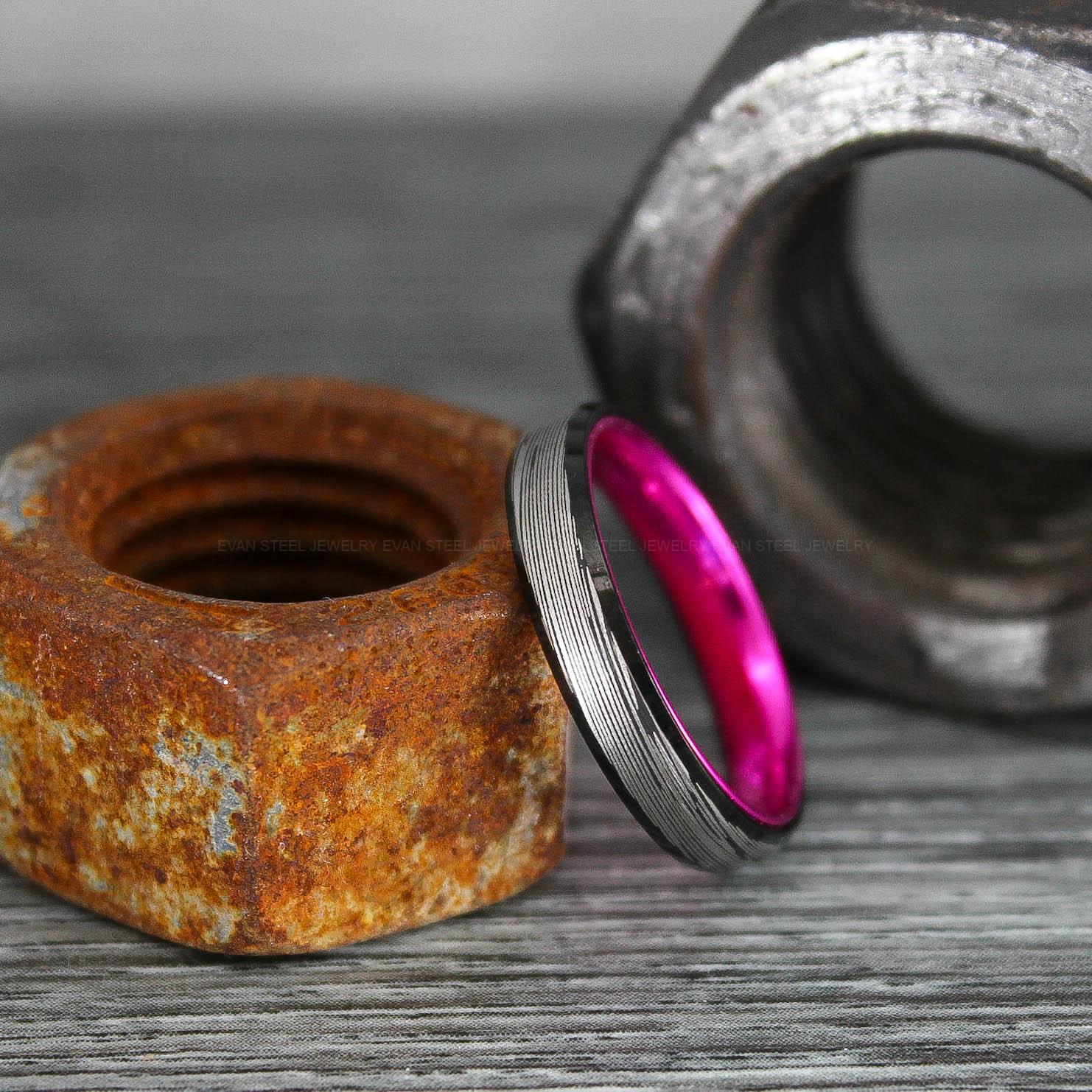 IMG_0347 Damascus Steel Ring, Damascus Steel Wedding Ring, Damascus Steel Wedding Band, Black Wedding Ring, Black Damascus Steel Wedding Ring - Image 1