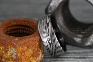 Damascus Steel Ring, Damascus Steel Wedding Ring, Damascus Steel Wedding Band, Black Wedding Ring, Black Damascus Steel Wedding Ring