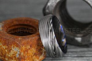 Damascus Steel Ring, Damascus Steel Wedding Ring, Damascus Steel Wedding Band, Black Wedding Ring, Black Damascus Steel Wedding Ring