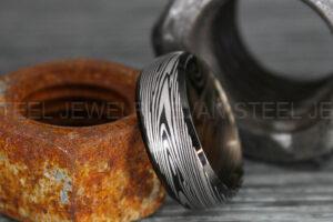 Damascus Steel Ring, Damascus Steel Wedding Ring, Damascus Steel Wedding Band, Black Wedding Ring, Black Damascus Steel Wedding Ring