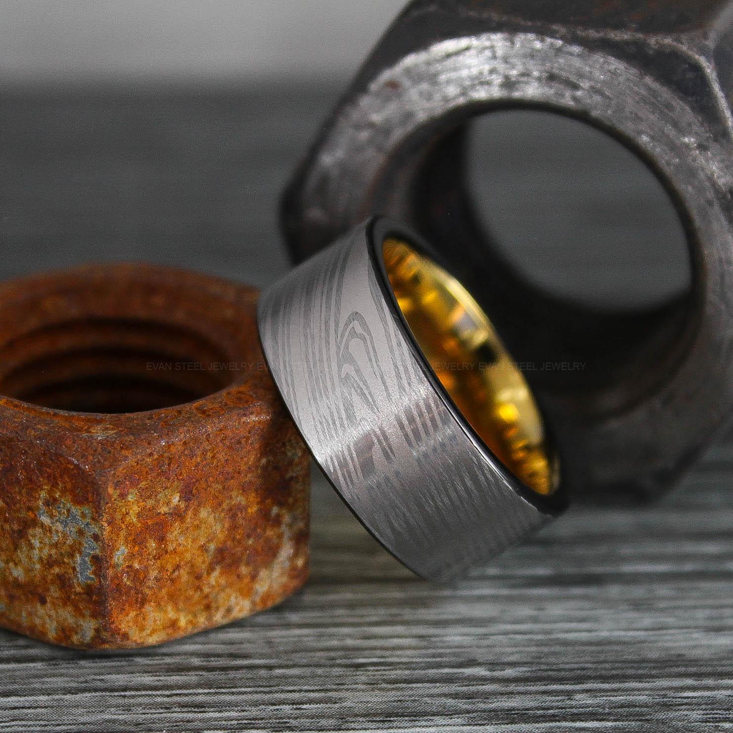 IMG_0354 Damascus Steel Ring, Damascus Steel Wedding Ring, Damascus Steel Wedding Band, Silver Wedding Ring, Silver Damascus Steel Wedding Ring - Image 1