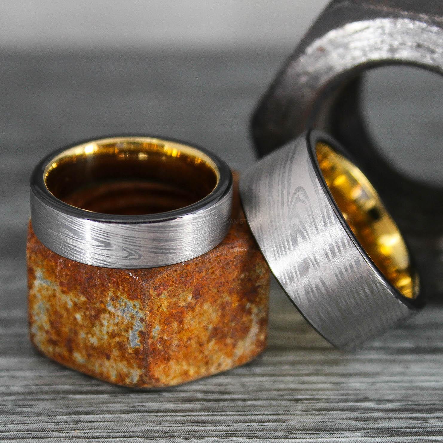 IMG_0355 Damascus Steel Rings, Damascus Steel Wedding Rings, Damascus Steel Wedding Bands, Silver Wedding Rings, Silver Damascus Steel Wedding Rings - Image 1