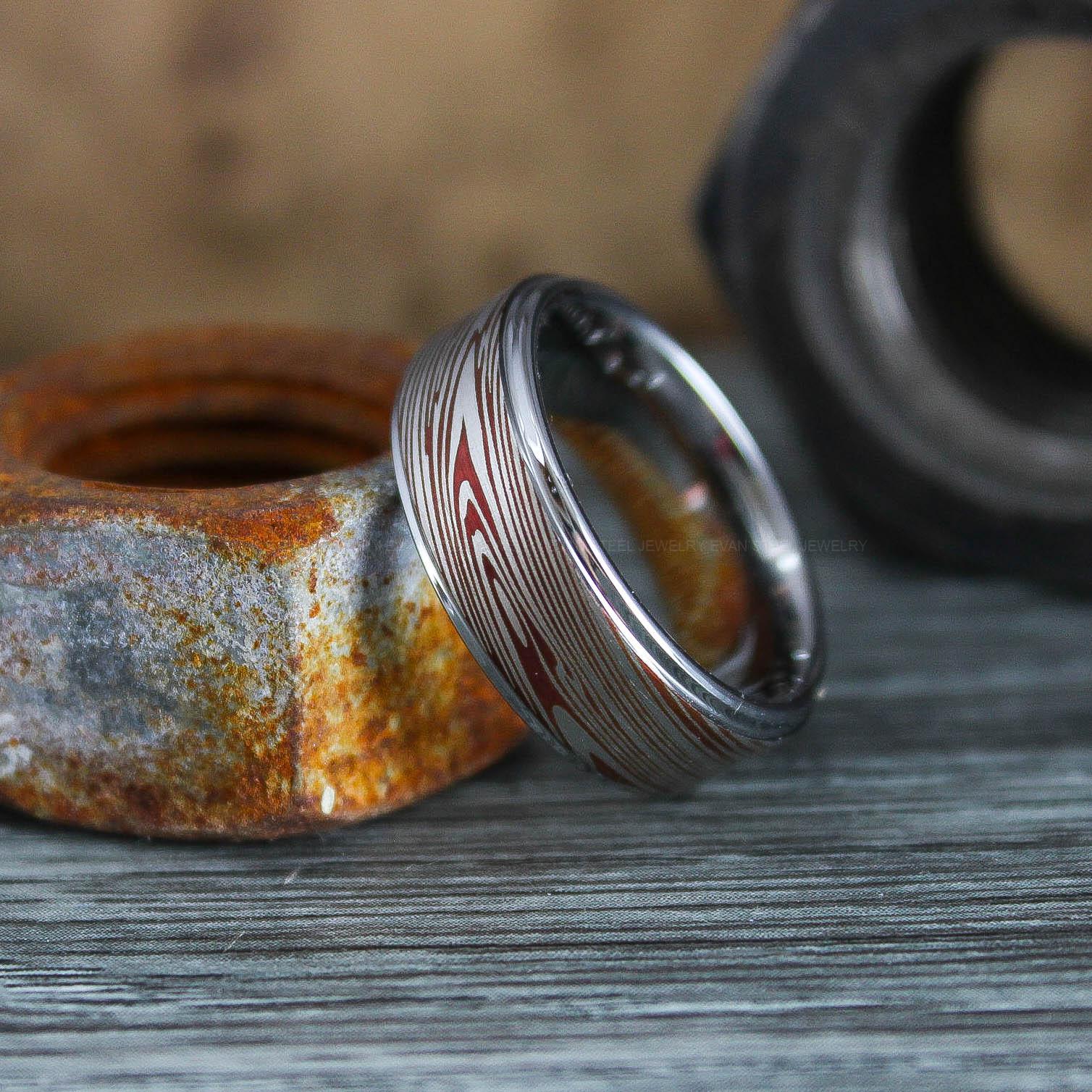 IMG_0560 Damascus Steel Ring, Damascus Steel Wedding Ring, Damascus Steel Wedding Band - Image 1