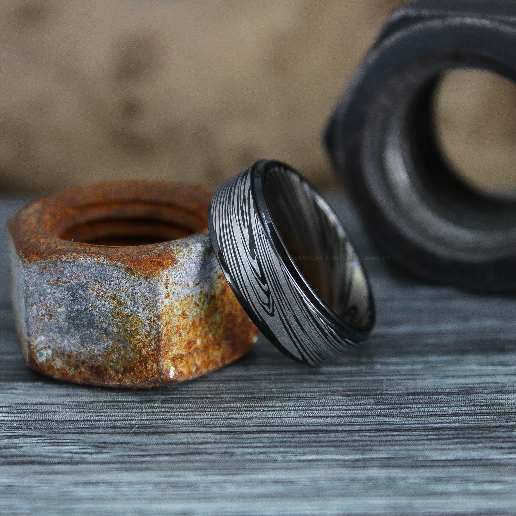 IMG_0571 Damascus Steel Ring, Damascus Steel Wedding Ring, Damascus Steel Wedding Band - Image 1