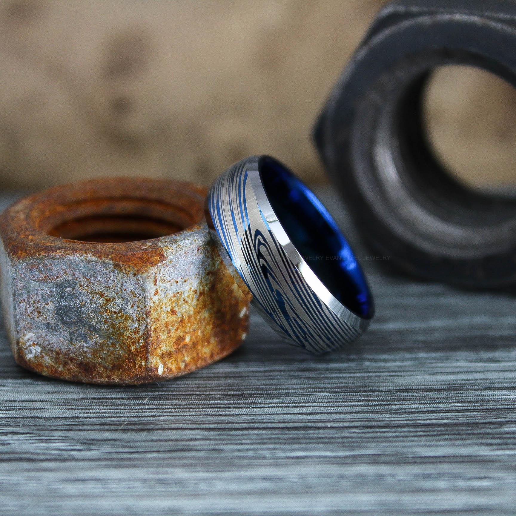 IMG_0572 Damascus Steel Ring, Damascus Steel Wedding Ring, Damascus Steel Wedding Band - Image 1