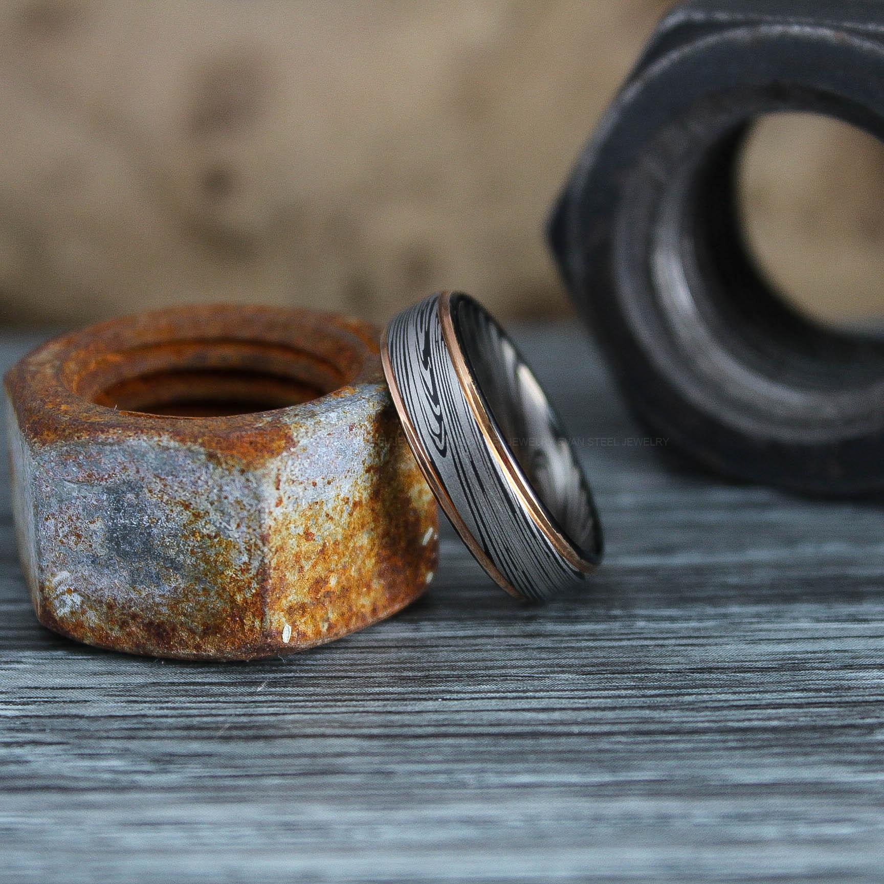 IMG_0574 Damascus Steel Ring, Damascus Steel Wedding Ring, Damascus Steel Wedding Band - Image 1