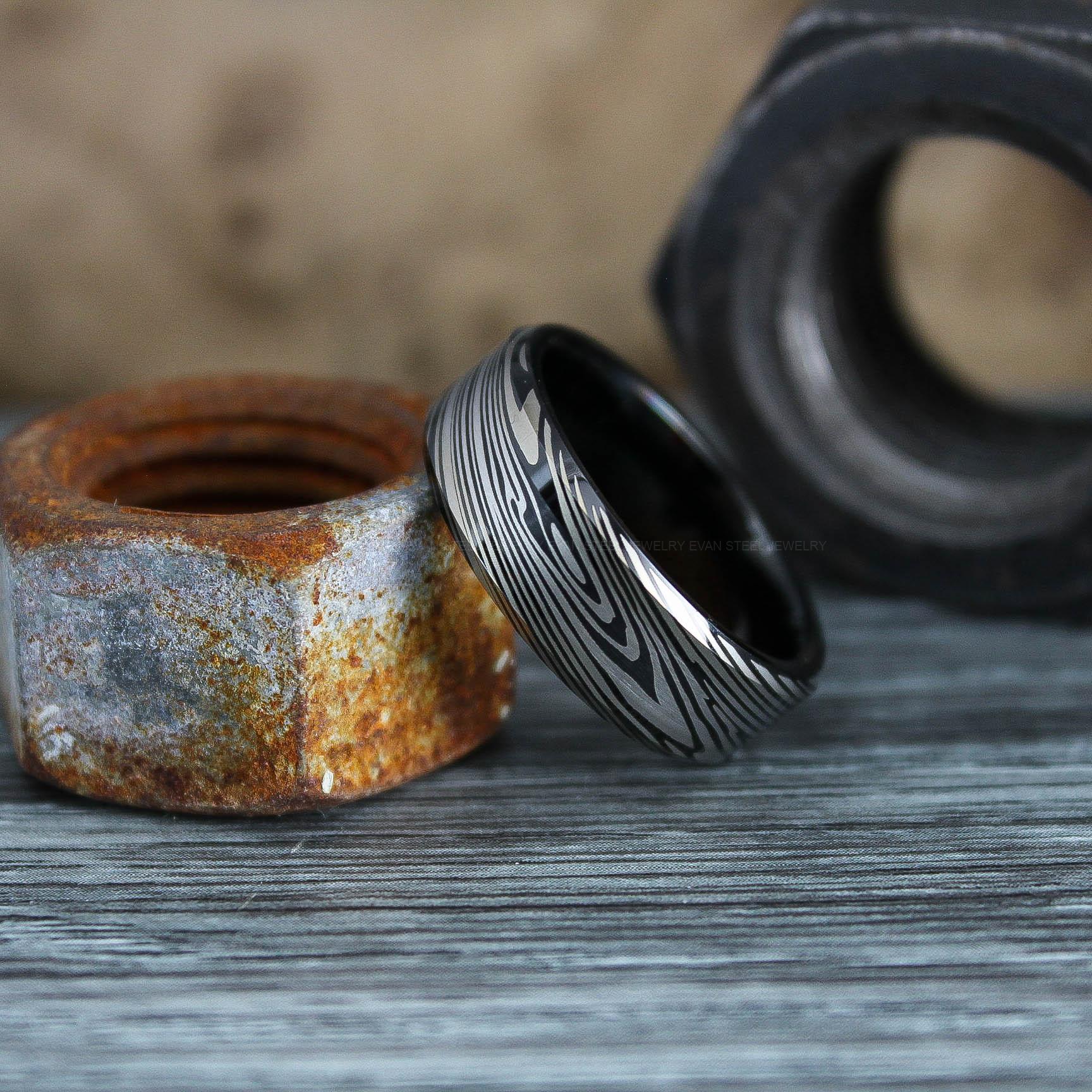 IMG_0577 Damascus Steel Ring, Damascus Steel Wedding Ring, Damascus Steel Wedding Band - Image 1
