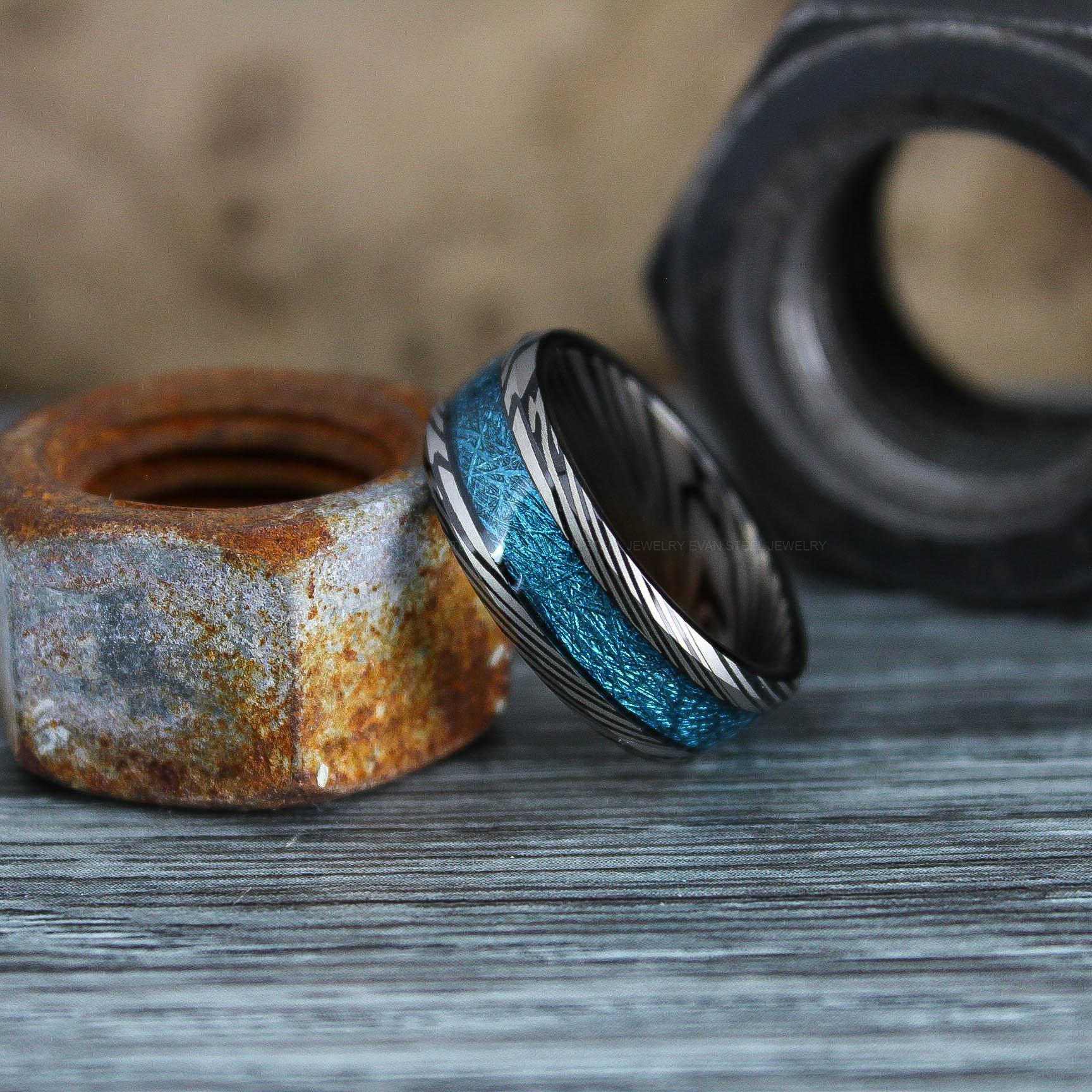 IMG_0578 Damascus Steel Ring, Damascus Steel Wedding Ring, Damascus Steel Wedding Band - Image 1