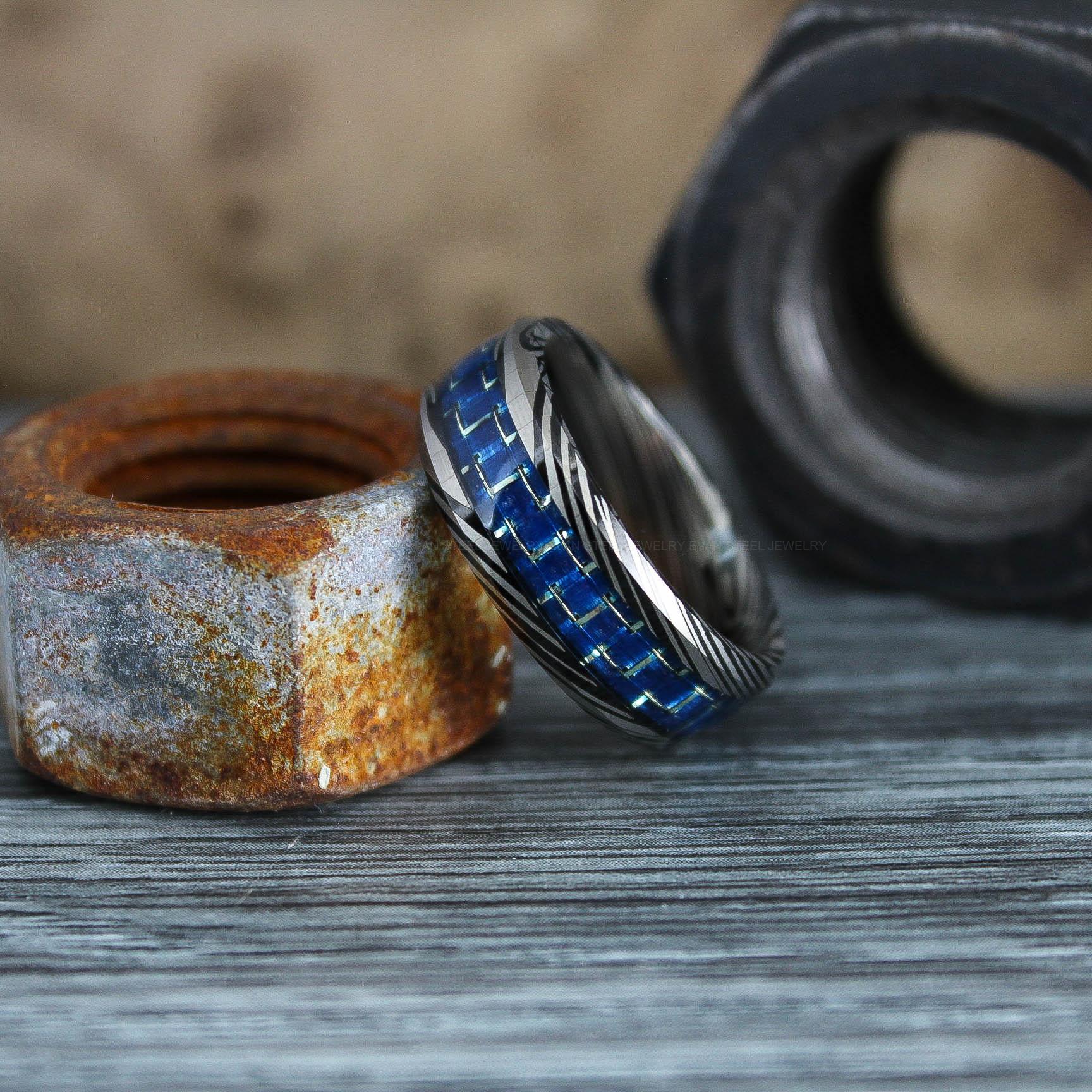 IMG_0579 Damascus Steel Ring, Damascus Steel Wedding Ring, Damascus Steel Wedding Band - Image 1