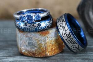 Zelda Rings, Zelda Wedding Rings, Gamer Rings, Gamer Jewelry, Zelda Wedding Bands, Gamer Wedding Rings, Blue Wedding Rings