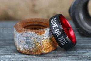 Ride or Die Ring, Ride or Die, Ride or Die Wedding Ring, Ride or Die Wedding Band, Black Wedding Ring, Black Wedding Band, Biker Ring
