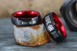 Ride or Die Rings, Ride or Die, Ride or Die Wedding Rings, Ride or Die Wedding Bands, Black Wedding Rings, Black Wedding Bands, Biker Rings