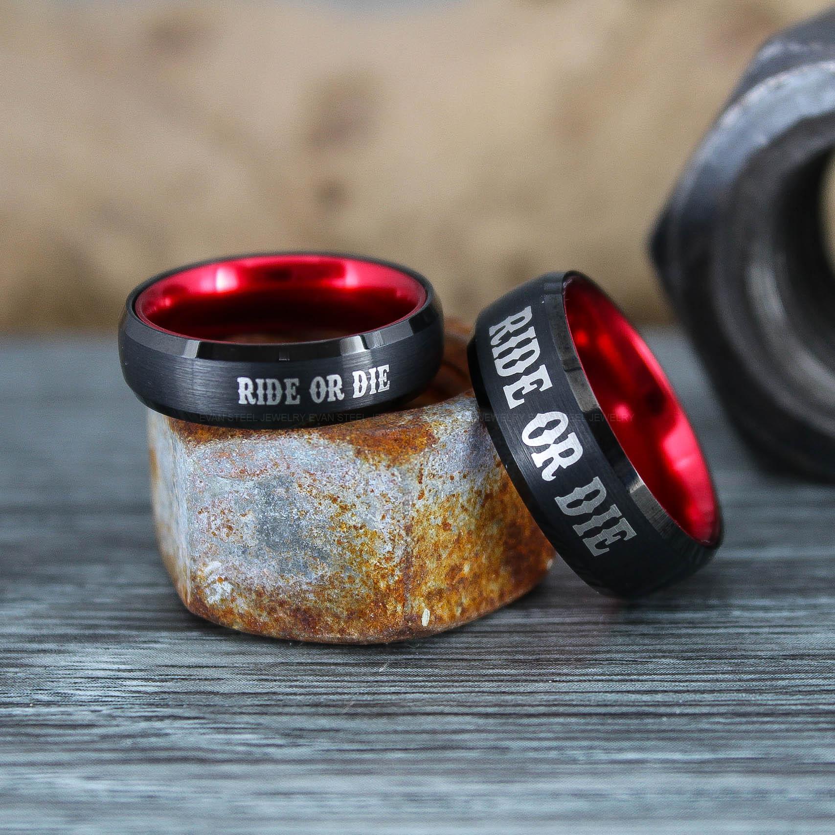 IMG_0589 Ride or Die Rings, Ride or Die, Ride or Die Wedding Rings, Ride or Die Wedding Bands, Black Wedding Rings, Black Wedding Bands, Biker Rings - Image 1