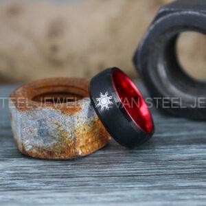 Sun and Moon Rings, Couple Rings, 2 Piece Couple Set Black Tungsten Bands, Matching Wedding Rings, Sun and Moon Wedding Bands, Sun Ring - Image 5