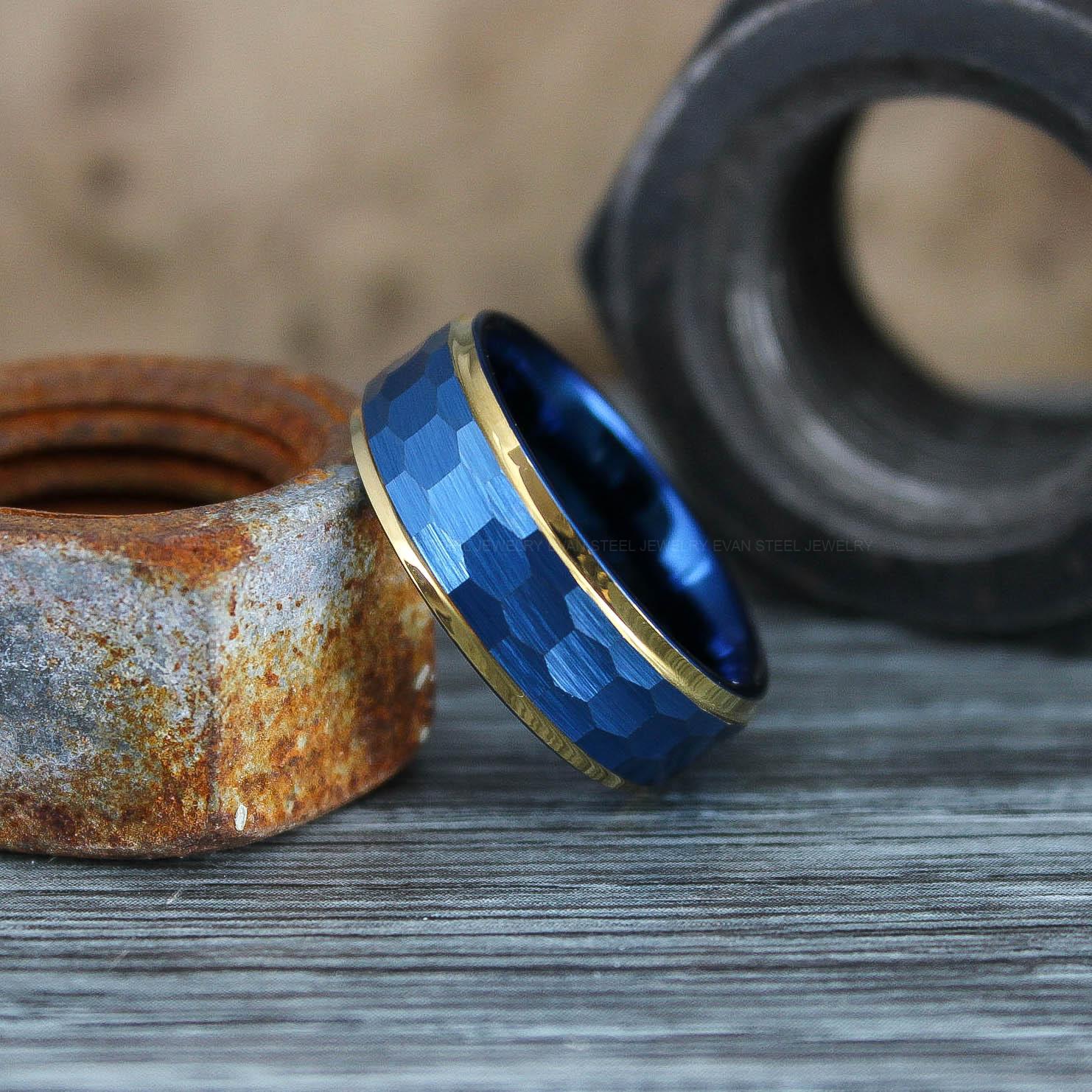 IMG_0594 Hammered Ring, Hammered Wedding Ring, Blue Wedding Band, Blue Wedding Ring - Image 1