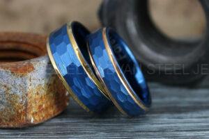 Hammered Rings, Hammered Wedding Rings, Blue Wedding Bands, Blue Wedding Rings