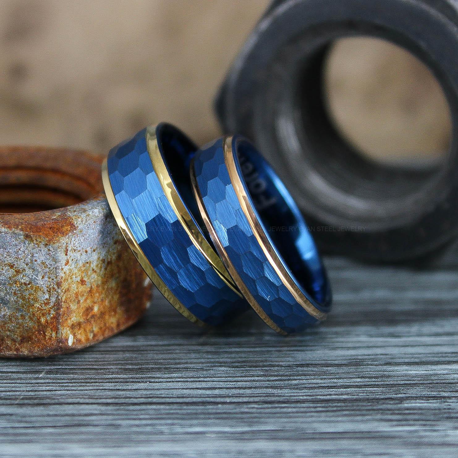 IMG_0595 Hammered Rings, Hammered Wedding Rings, Blue Wedding Bands, Blue Wedding Rings - Image 1