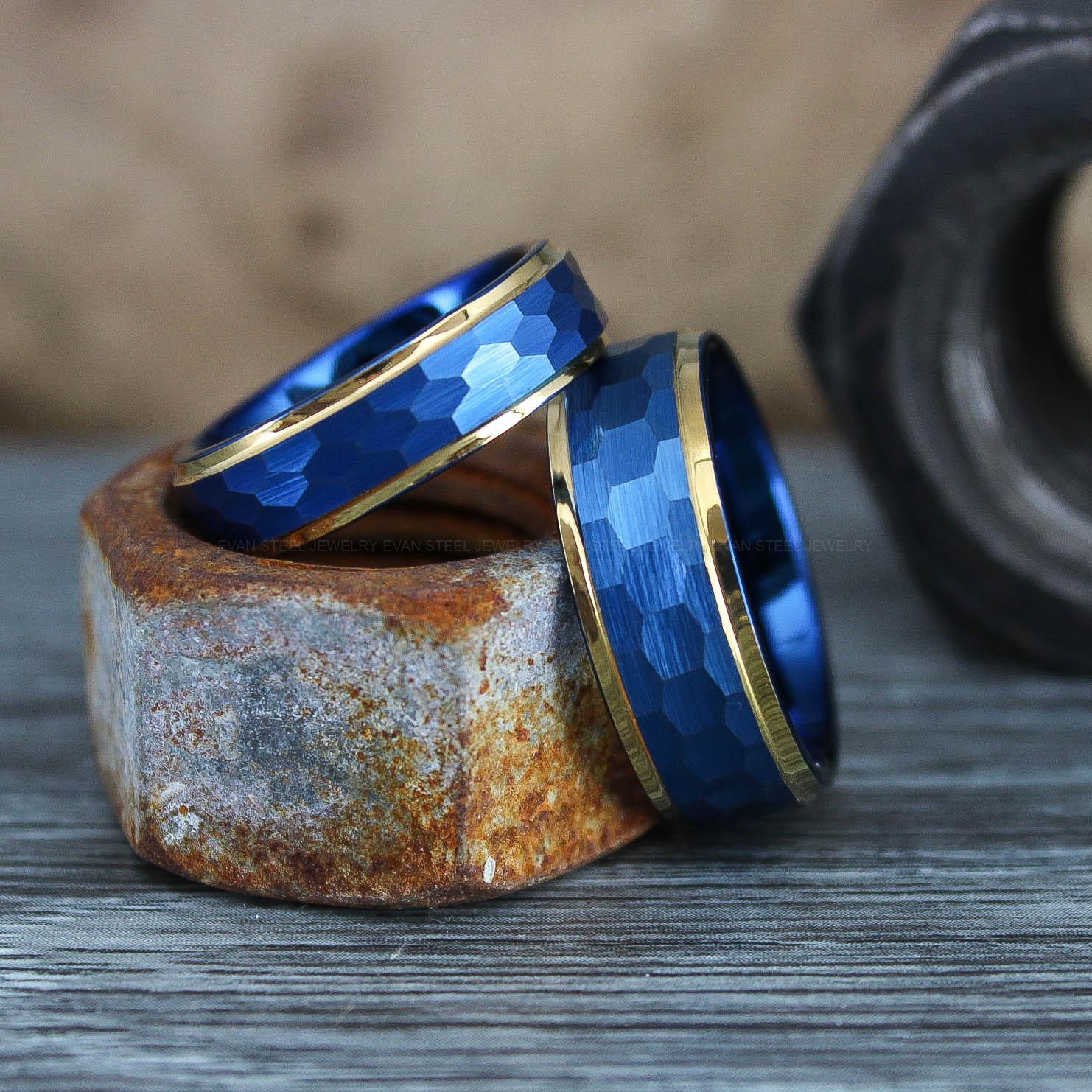 IMG_0596 Hammered Rings, Hammered Wedding Rings, Blue Wedding Bands, Blue Wedding Rings - Image 1