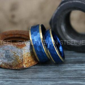 Hammered Rings, Hammered Wedding Rings, Blue Wedding Bands, Blue Wedding Rings - Image 6