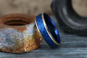 Hammered Ring, Hammered Wedding Ring, Blue Wedding Band, Blue Wedding Ring