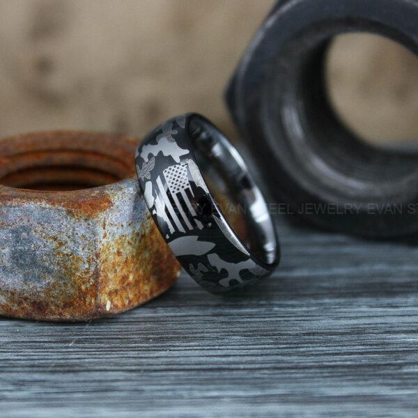 Camo Ring, Camo Wedding Ring, Camo Wedding Band, Army Ring, Military Ring, Army Jewelry, Camo Jewelry, Camouflage Wedding Band