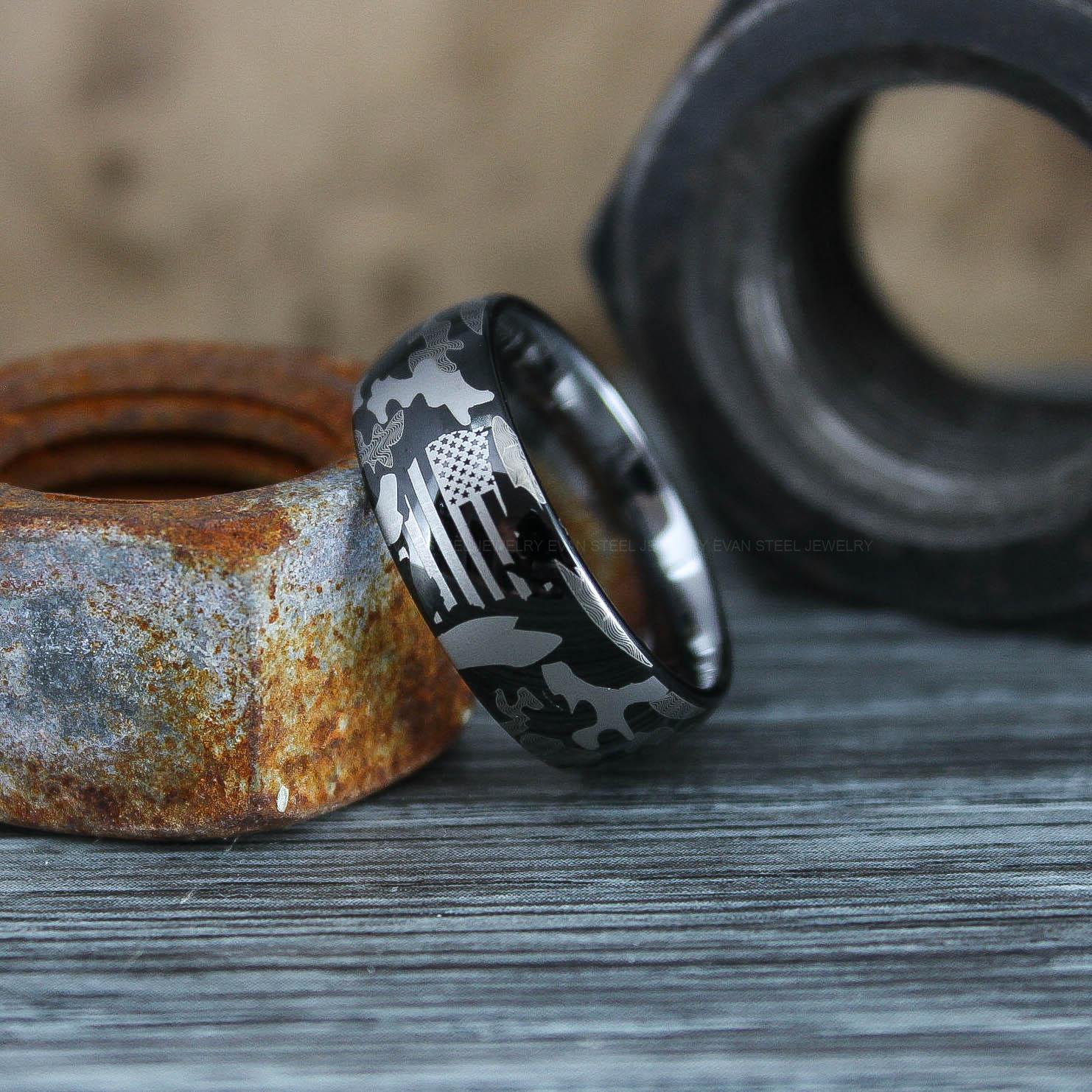 IMG_0600 Camo Ring, Camo Wedding Ring, Camo Wedding Band, Army Ring, Military Ring, Army Jewelry, Camo Jewelry, Camouflage Wedding Band - Image 1