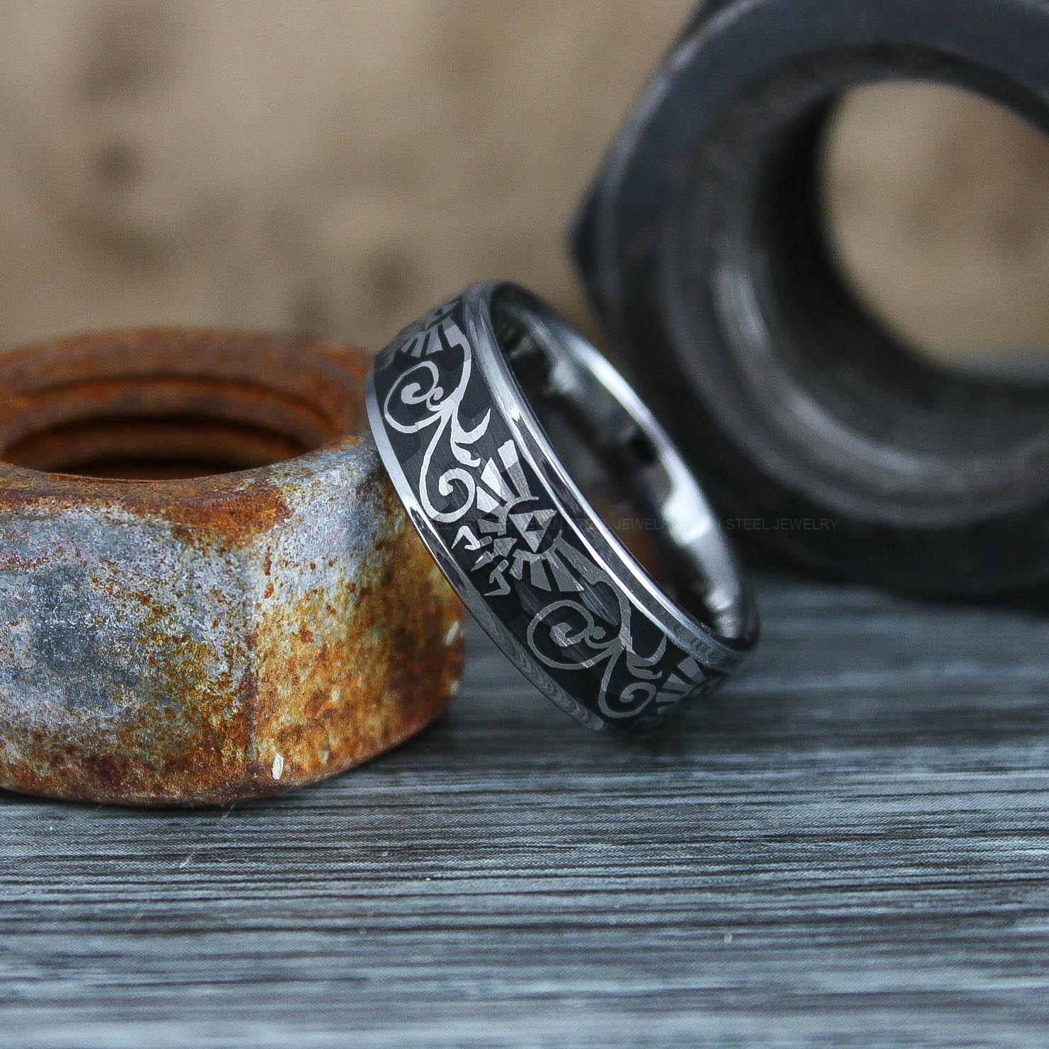 IMG_0603 Zelda Ring, Zelda Wedding Ring, Gamer Ring, Gamer Jewelry, Zelda Wedding Band, Gamer Wedding Ring, Black Wedding Ring - Image 1