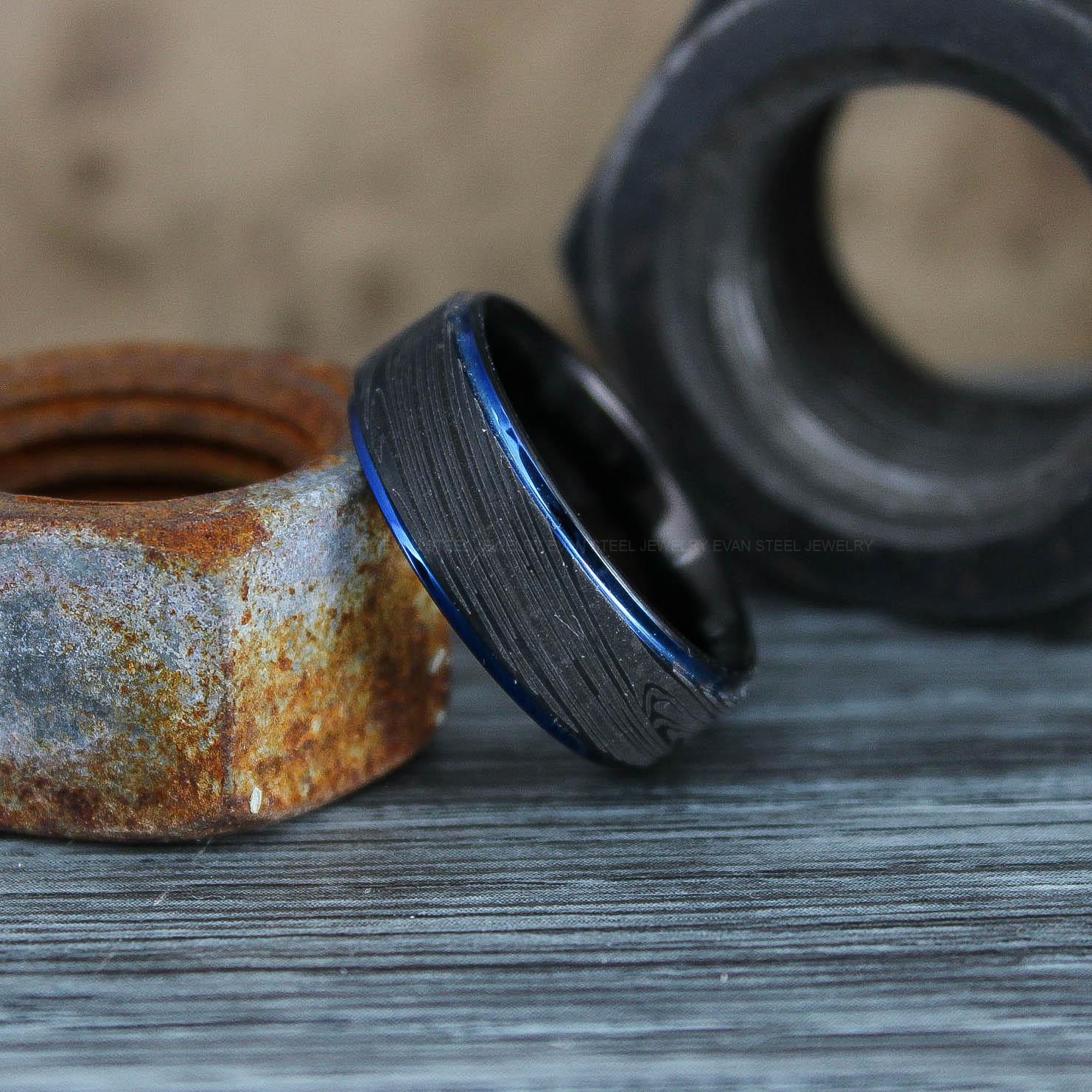 IMG_0604 Damascus Steel Ring, Damascus Steel Wedding Ring, Damascus Steel Wedding Band, Black Wedding Ring, Black Damascus Steel Wedding Ring - Image 1