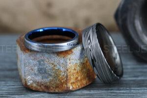 Damascus Steel Rings, Damascus Steel Wedding Rings, Damascus Steel Wedding Band, Black Wedding Rings, Black Damascus Steel Wedding Rings