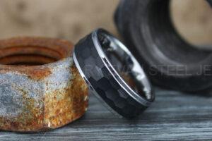 Hammered Ring, Hammered Wedding Ring, Black Wedding Band, Black Wedding Ring