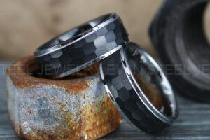 Hammered Rings, Mens Couple Rings, Hammered Wedding Rings, Black Wedding Bands, Black Wedding Rings