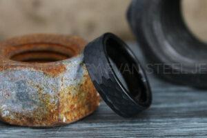 Hammered Ring, Hammered Wedding Ring, Black Wedding Band, Black Wedding Ring