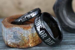 Ride or Die Rings, Ride or Die, Ride or Die Wedding Rings, Ride or Die Wedding Bands, Black Wedding Rings, Black Wedding Bands, Biker Rings