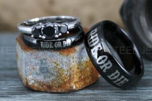 Ride or Die Rings, Ride or Die, Ride or Die Wedding Rings, Ride or Die Wedding Bands, Black Wedding Rings, Black Wedding Bands, Biker Rings