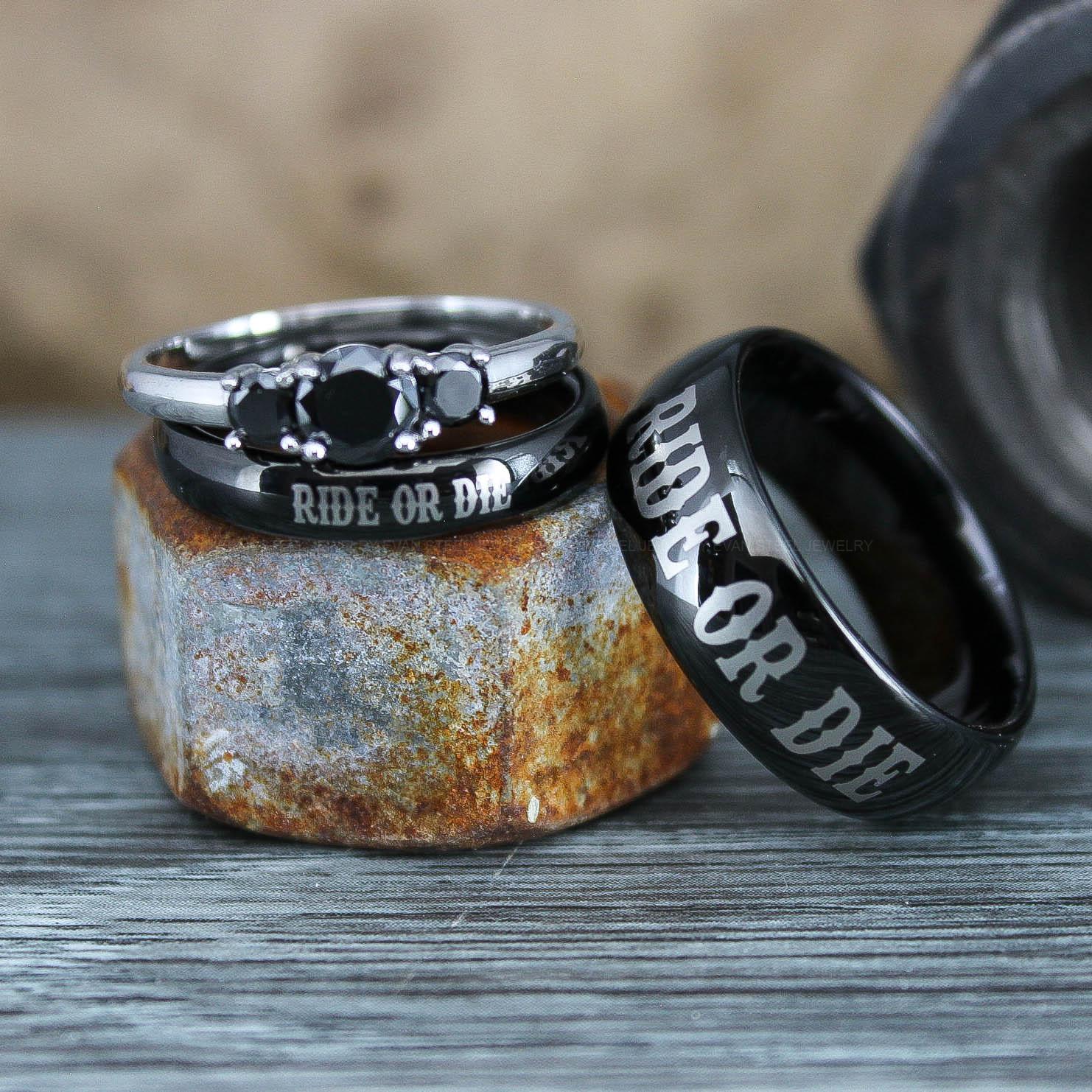 IMG_0619 Ride or Die Rings, Ride or Die, Ride or Die Wedding Rings, Ride or Die Wedding Bands, Black Wedding Rings, Black Wedding Bands, Biker Rings - Image 1