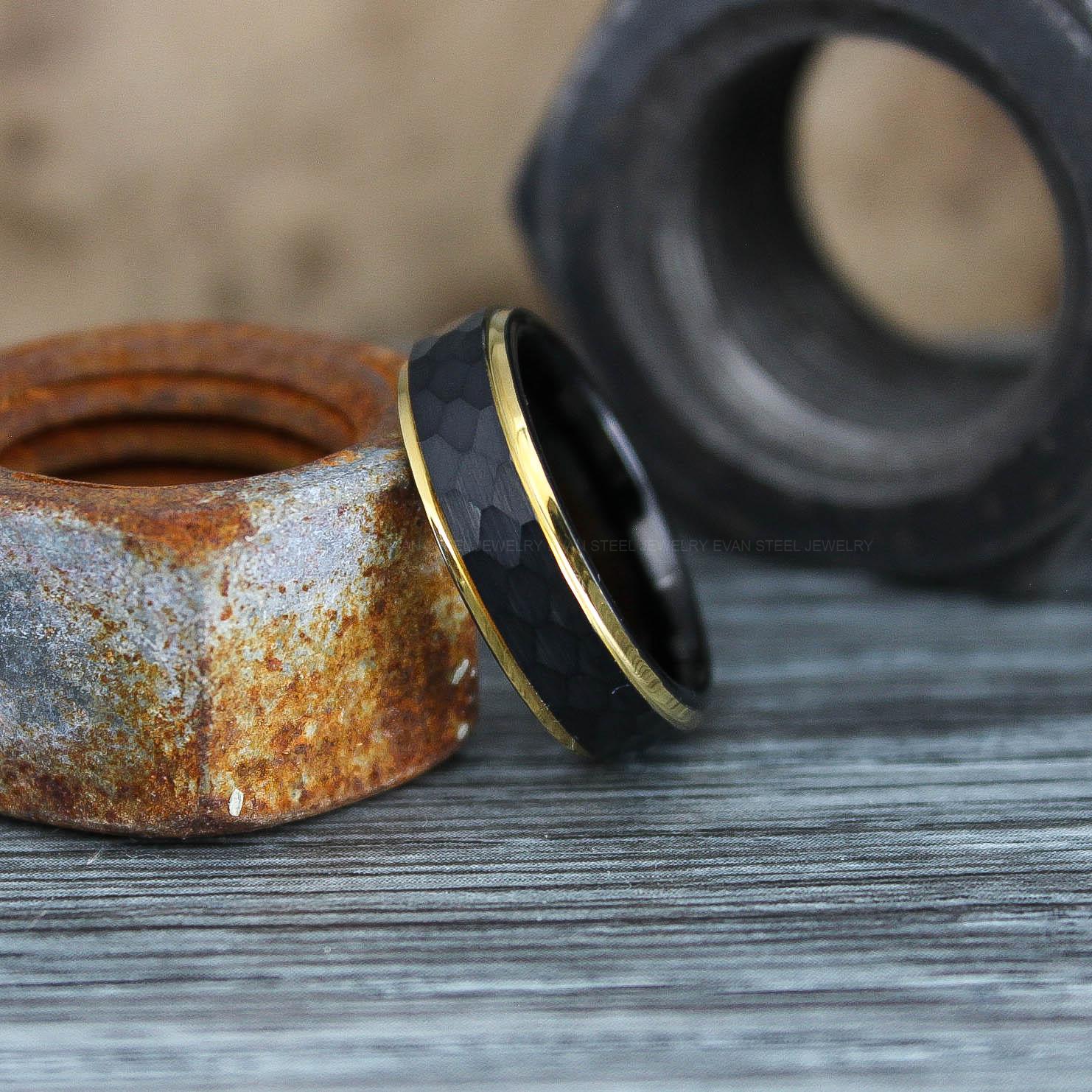 IMG_0624 Hammered Ring, Hammered Wedding Ring, Black Wedding Band, Black Wedding Ring - Image 1
