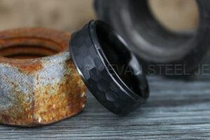 Hammered Ring, Hammered Wedding Ring, Black Wedding Band, Black Wedding Ring