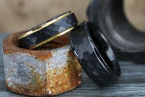 Hammered Rings, Hammered Wedding Rings, Black Wedding Bands, Black Wedding Rings