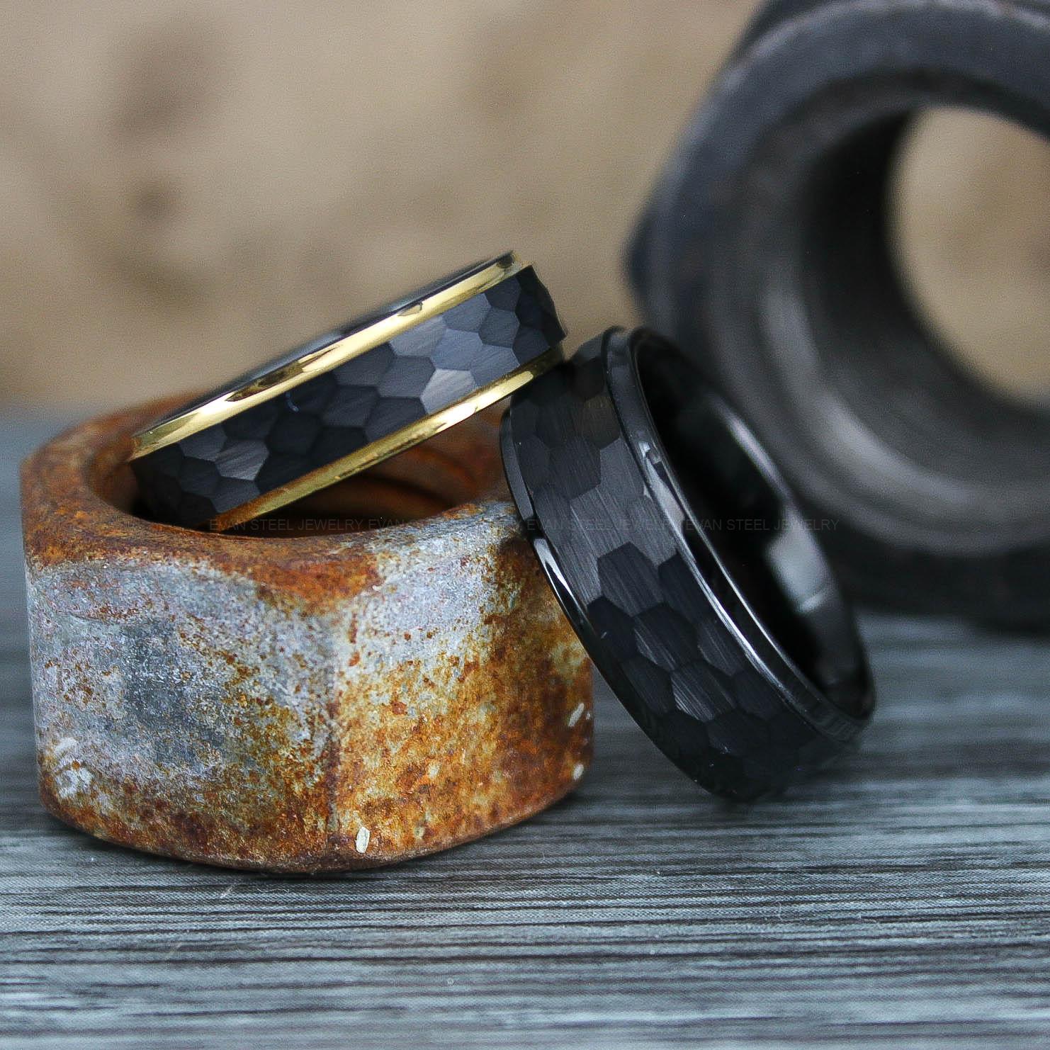 IMG_0626 Hammered Rings, Hammered Wedding Rings, Black Wedding Bands, Black Wedding Rings - Image 1
