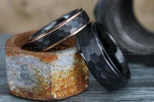 Hammered Rings, Hammered Wedding Rings, Black Wedding Bands, Black Wedding Rings