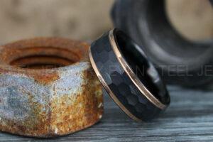 Hammered Ring, Hammered Wedding Ring, Black Wedding Band, Black Wedding Ring