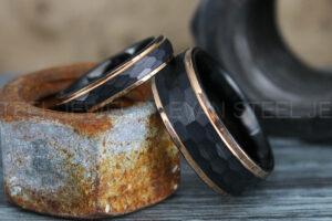 Hammered Rings, Hammered Wedding Rings, Black Wedding Bands, Black Wedding Rings