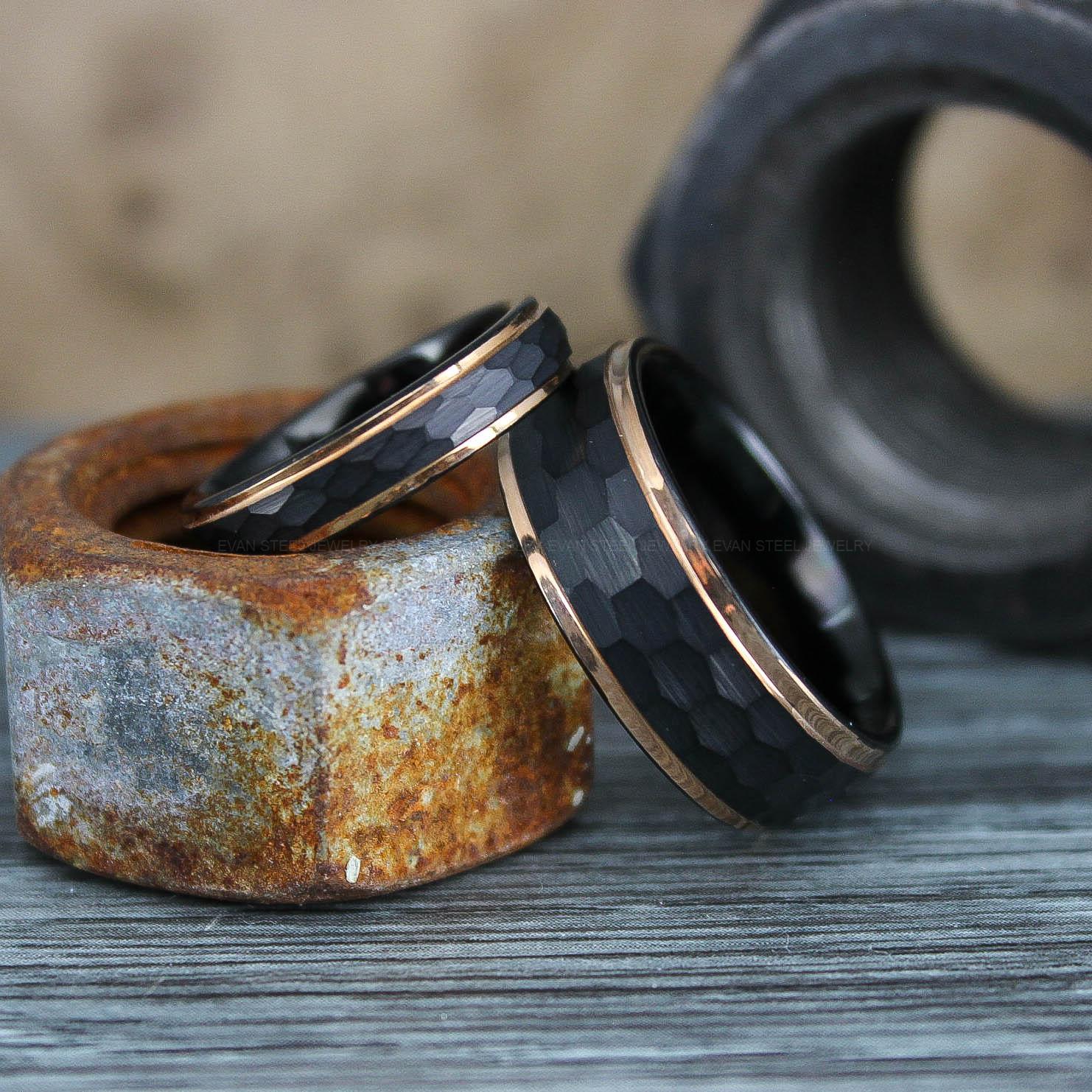 IMG_0629 Hammered Rings, Hammered Wedding Rings, Black Wedding Bands, Black Wedding Rings - Image 1